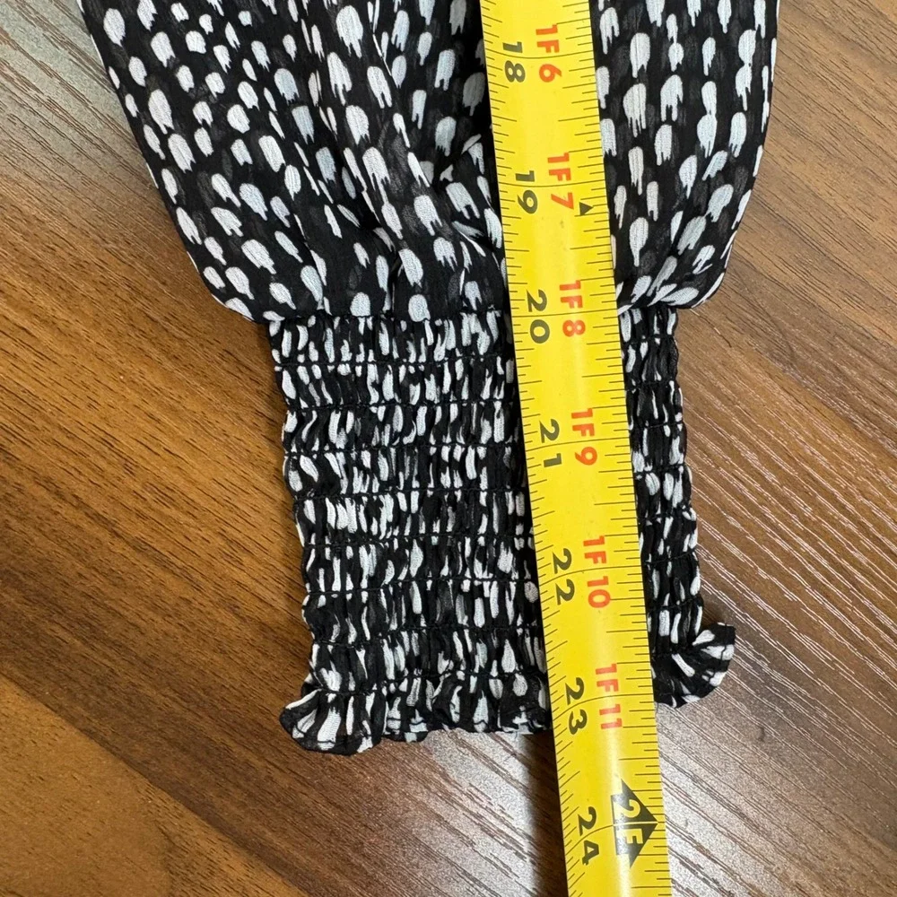 MSK | Dresses | Msk Small Black White Chiffon Cottage Print Mock Neck ...